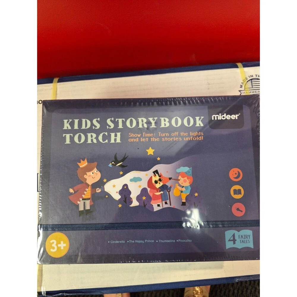 Mideer Kids Storybook Torch Night Light Projector Bedtime Toy Story Reels New